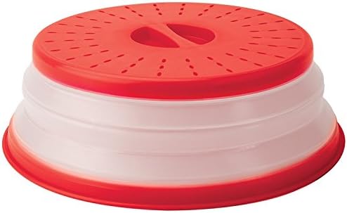Collapsible Microwave Cover, Wazon Food Fresh Cover, Microwave Plate Cover, Easy Grip Silicone Handle, BAP Free and Non-toxic Perfect for Food, Kitchen (Red)