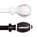 H.VERSAILTEX Single Window Treatment Rod Set with White and Red Baseball Finials, 3/4 - Inch Diameter, Adjustable Length