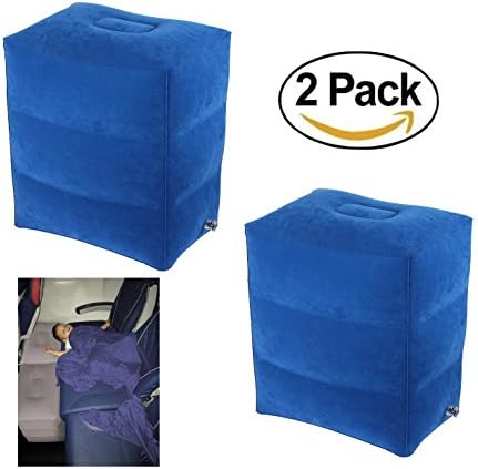 2 PACK! New Inflatable Travel Foot Leg Rest Pillow for Kids,Children During Airplanes Flight and Being kids Bed to Lay Down or Sleep on Long Flights from Mauvana - 2 pcs Blue