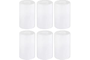 SEWTEROLYN 6-Pack White Frosted Glass Shade Covers, Elegant Glass Lamp Shade Replacements for Light Fixtures, 1-5/8-inch Fitter Cylinder Globe Glass Shades for Pendant Chandeliers Wall Sconces Bath Vanity Lights