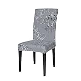 TIKAMI Dining Room Chair Slipcover Spandex Printed Stretch Furniture Protector Removable Washable Parsons Seat for Hotel Ceremony(1,Gray)