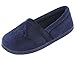 Women’s Velvet Memory Foam Closed Back Slippers Lightweight Anti-Slid Embroidery Ballerina house/office Shoes (M /7-8 B(M) US, Navy Blue)