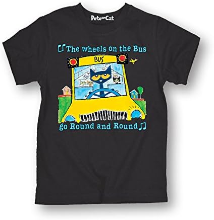 Cute wheels On The Bus Colorful Toddler Short Sleeve Tee Shirt-5T