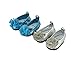 American Fashion World 2 Pack of Flower and Sequin Flats: Teal and Silver| Fits 14