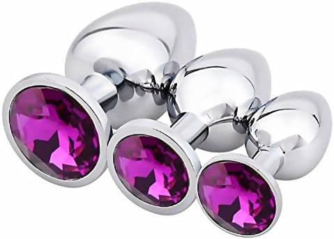 LingH 3pcs Luxury Gem Jeweled Design Stainless Steel Plug Anales (Purple)