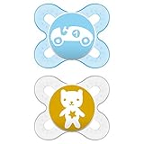 MAM Pacifiers, Newborn Pacifier, Best Pacifier for Breastfed Babies, 'Start Tender' Design Collection, Boy, 2-Count