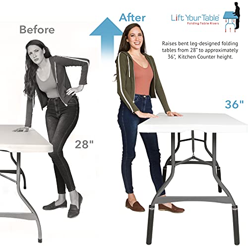 Lift Your Table® Folding Table Risers, EasyToUse Bent Leg Folding Table Extensions, Counter