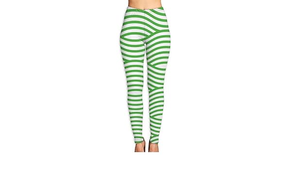 cleaer Green and White Wave Asian Stripes High Waist Yoga ...