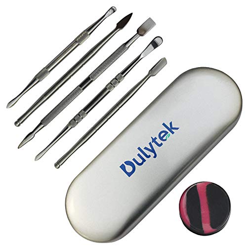 Dulytek 6-Piece Wax Carving & Collecting Tool Set with Silicone Jar and Metal Carrying Case