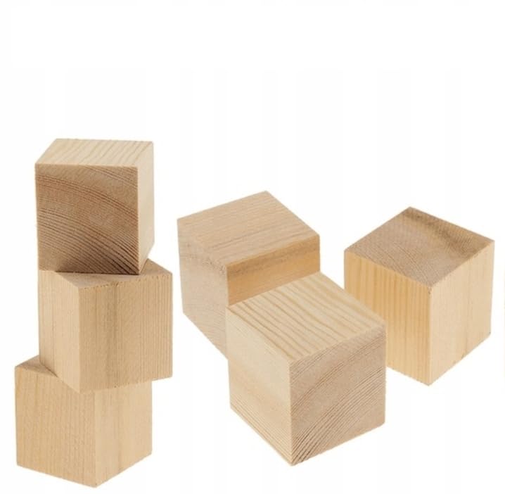 Wooden World 5 x Cubes Raw wooden dices art craft wood shape square - 30 mm