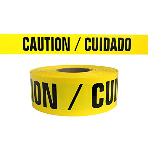 Presco Economy Printed Barricade Tape: 3 in. x 1000 ft. (Yellow with Black"CAUTION CUIDADO" printing) - Thumbnail 3