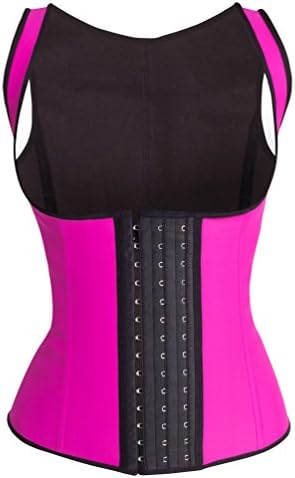 Romady Women's Sport Latex Corset Waist Cincher Trimmer Body Shaper Large Pink