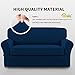 Easy-Going 2 Pieces Microfiber Stretch Sofa Slipcover – Spandex Soft Fitted Sofa Couch Cover, Washable Furniture Protector with Elastic Bottom Kids, Pet (Loveseat, Navy