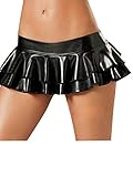 Womens Solid Novelty Metallic Pleated Mini Skirt,Black,One Size Fits XS-L
