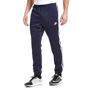 Nike Mens Tribute Black Navy Blue Regular Fit Cuffed Tracksuit Bottoms