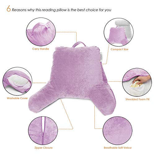 Nestl Reading Pillow Standard Bed Pillow, Back Pillow for Sitting in Bed Shredded Memory Foam