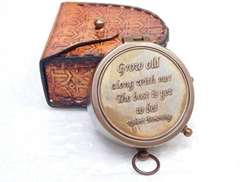 Nauticals Online Antique Brass compass 2" maritime embossed dial compass with leather case (Style1)