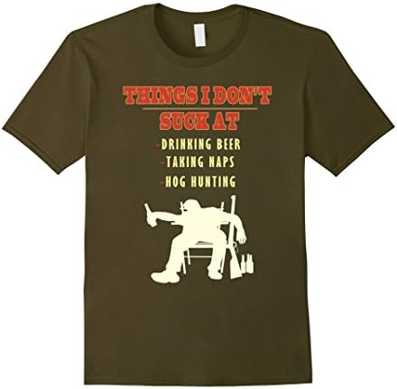 Mens Hog Hunting Shirt Accessories Funny Boar Hunter Tee Shirts 2XL Olive