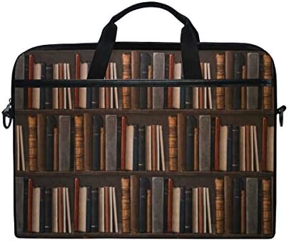 Funnyy Vintage Mysterious Book Bookshelf Laptop Shoulder Messenger Bag Case Sleeve for 14 Inch to 15.4 inch with Adjustable Handle Strap for Boys Girls Men Women