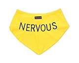 Dexil Nervous Yellow Dog Bandana Quality Personalised Embroidered Message Neck Scarf Fashion Accessory Prevents Accidents by Warning Others of Your Dog in Advance