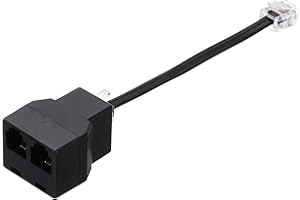 MECCANIXITY Phone Jack Splitter, RJ11 6P4C Telephone Line 2 Way Splitter Adapter for Landline, 0.5ft, Black