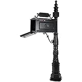 Happybuy Mailbox with Post Outdoor Classic Aluminum Mailbox Post with Large Capacity Rural Postal Mailboxes Cast Aluminum Decorative Vertical Pedestal Mail box (Mailbox)