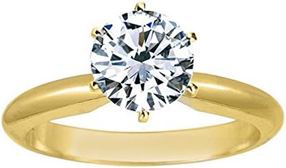3/4 Carat GIA Certified 14K White Gold 6-Prong Round Cut Solitaire Diamond Engagement Ring (0.75 Carat D-E Color VS1-VS2 Clarity)