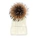 Winter Ball Warm Hat, Womens Super Soft Warm Faux Fur Pompom Knit Beanie Hat White 56-59cm