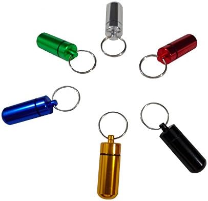 FHL Aluminum Keychain Container Pill Holder Portable Mini Box Case (Set of 6)