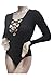 Pink Queen Women's One Piece Knit Tight Bodysuit Jumpsuit Size XL Black