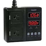 bayite Temperature Controller 1650W BTC211 Digital Outlet Thermostat, Pre-Wired, 2 Stage Heating and Cooling Mode, 110V - 240V 15A