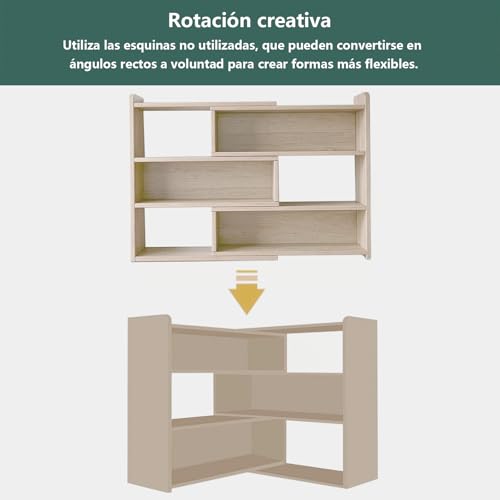 KINKUNCO Librero Organizador de Libros 3 Niveles con cajones librería Extensible en Longitud Estantería, para almacenar Libros en el salón el Estudio o el Dormitorio, Ideal para Organización (Blanco)