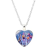 Korea pop Necklace for Movie Lovers, Colorful Heart Shape Alloy Jewelry Sweater Chain Valentines Day Easter Gift
