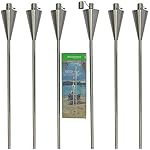 Patio Torch - 6 Pack - Outdoor Garden Oil Lamp Lanterns with Decorative Stainless Steel Canister and Stand Stake - 45 Inches Tall Each - Thick, 7.5" Long Lasting Fiberglass Wick - Includes 6 Torches