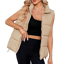 Century Star Khaki Puffer Vest for Women's