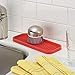 mDesign Silicone Kitchen Sink Storage Organizer Holder Tray for Sponges, Soaps, Scrubbers - Ribbed Base, Quick Drying, Waterproof, Non-Slip Durable - 2 Pack - Red