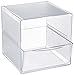 Deflecto Stackable Cube Organizer, Desk and Craft Organizer, 1 Drawer, Clear, Removable Drawer, 6
