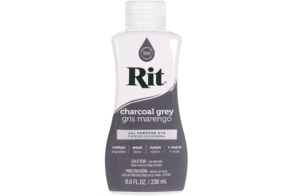 Craft County Rit Dye – 8 Oz. Liquid Fabric Dye for Clothing, Décor, and Crafts, Charcoal Grey