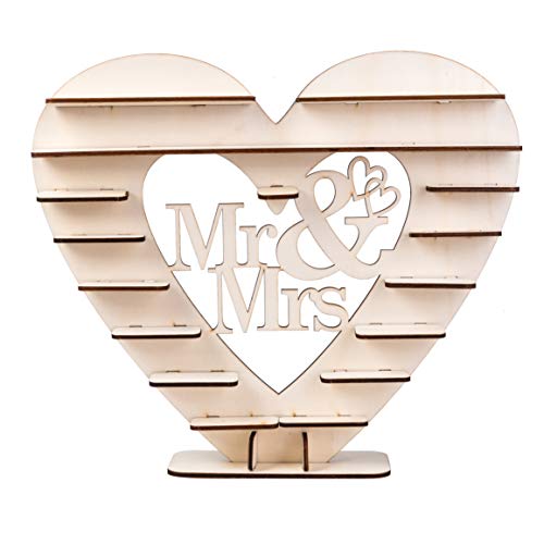 Dessert Bar Rustic Wood Wedding Mr & Mrs Heart Chocolate Dessert Table Display Cake Topper Vintage Party Event Banquet Anniversary Decoration Party Favors Living Room 18 x 16 Inch - Thumbnail 5