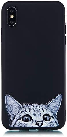 Artfeel Black Soft Silicone Case for iPhone XS,iPhone X Case,Lovely Cat Cartoon Pattern Ultra Thin Lightweight Back Case,Flexible TPU Bumper Shockproof Protective Cover