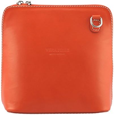 Mini Vera Pelle genuine leather crossbody handbag, including an exclusive Kudu Bags protective dust bag, Zippers running across the top and both sides, outer zip pocket