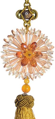 Tooban Car Pendant Crystal Flower with Tassel Hanging Decor Ornament Home Decoration Accessories Champagne