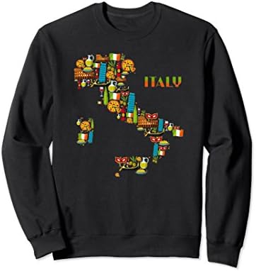 Unisex Italy Map Sweatshirt Souvenir Travel Vacation Medium Black