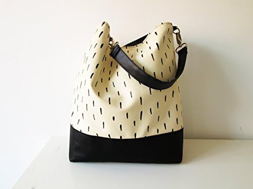 Large Hobo bag, Cross body bag, Slouchy hobo, Brush strokes, Vegan Leather, Black and White, Printed Leather Bag, Top handle, Handbag