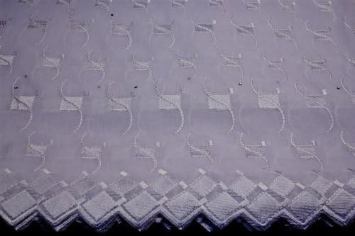 White,embroidery Voile Fabric, African Design Lace Textile, Poly Cotton in 10 Colors