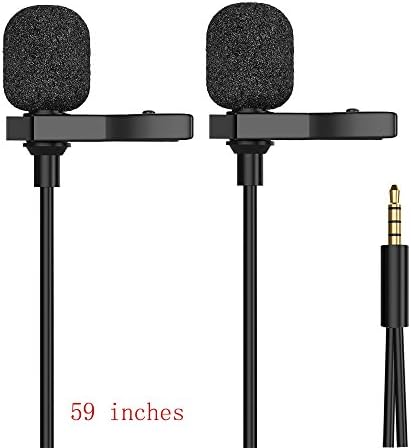 Dual Lavalier Microphone, Lapel Mics-on Handsfree Interview Condenser Omnidirectional Podcast Mic for iPhone, Samsung, Android, Smartphones, iPad, Tablets