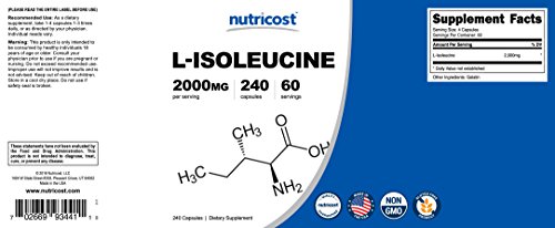 Nutricost L-Isoleucine 2000mg Per Serving, 240 Capsules (60 Servings)