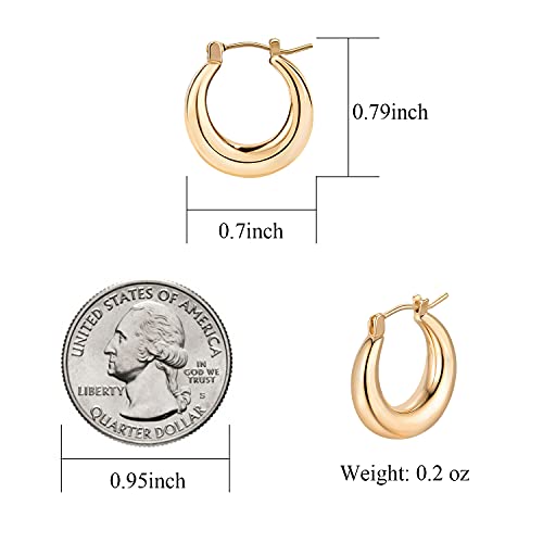 Pinsparkle Gold Hoops For Women Gold Hoops Earrings Tragus Earrings For Women 14K Gold Earrings Chunky Gold Hoop Earrings