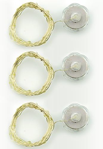 IARR Set of 3 PCS Waterproof 9 Feet 8 Inches Long Thin Flexible 20 LED Copper Wire String Lights DIY Fairy Twinkle Lighting for Home Garden Wedding Celebration (Pure White)