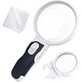 iMagniphy LED Illuminated Magnifying Glass Set. Best Magnifier with Lights for Seniors, Macular Degeneration, Reading and Hobbyists (2-Lens (10X + 5X))